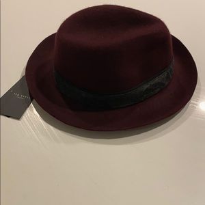 Ted Baker Men’s Wool Fedora Hat (Burgundy)
